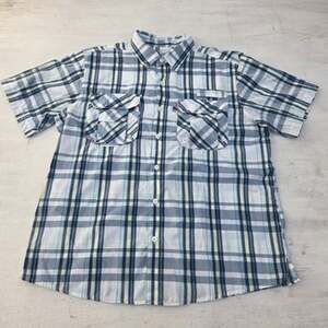 Silver Bait Shirt Mens Large Button Up Plaid Fishing Vented Short Sleeve